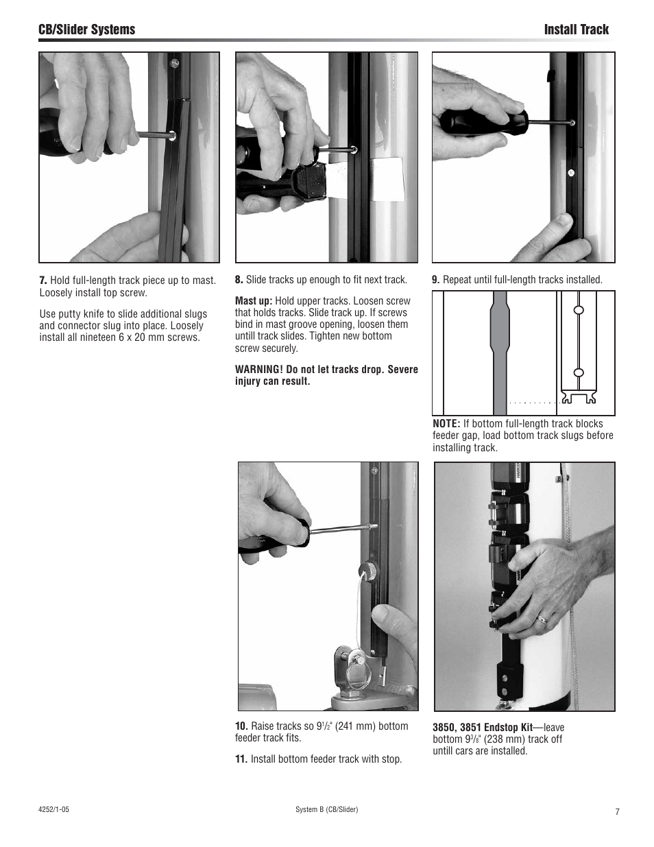 Cb/slider systems install track | Harken 3838 System B CB & Slider Battcars: built 2005-2006 User Manual | Page 7 / 16