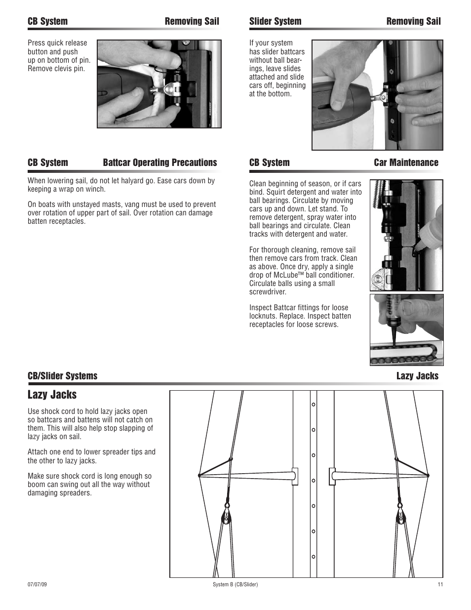 Lazy jacks | Harken 3852 System B CB & Slider Battcars: built 2007 to present User Manual | Page 11 / 16