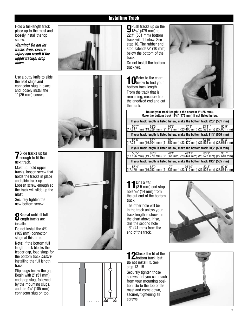 Installing track | Harken 1782 System C Battcars: built before 2008 User Manual | Page 7 / 17