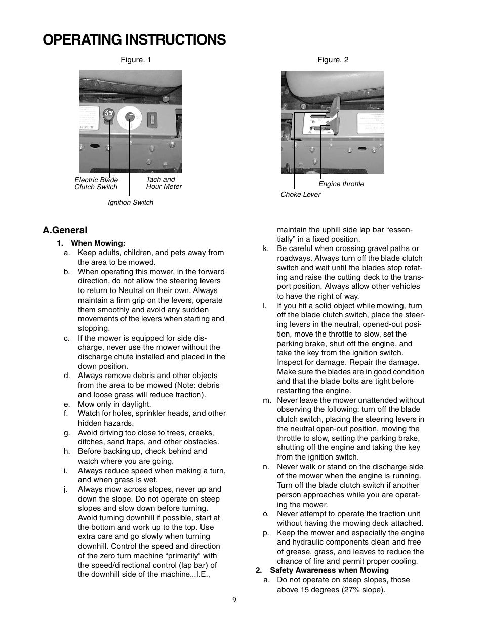 Operating instructions | Cub Cadet Zero-Turn Commercial Riding Mower User Manual | Page 9 / 32