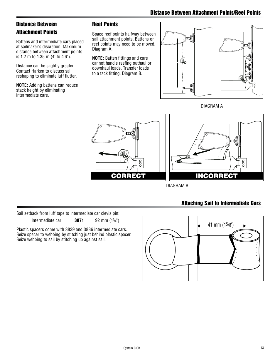 Incorrect correct | Harken 3867 System C CB Battcars: built 2008 to present User Manual | Page 13 / 16