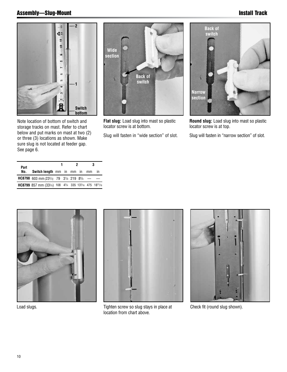 Assembly—slug-mount install track | Harken HC7906 18 mm Battcar Switch System User Manual | Page 10 / 24