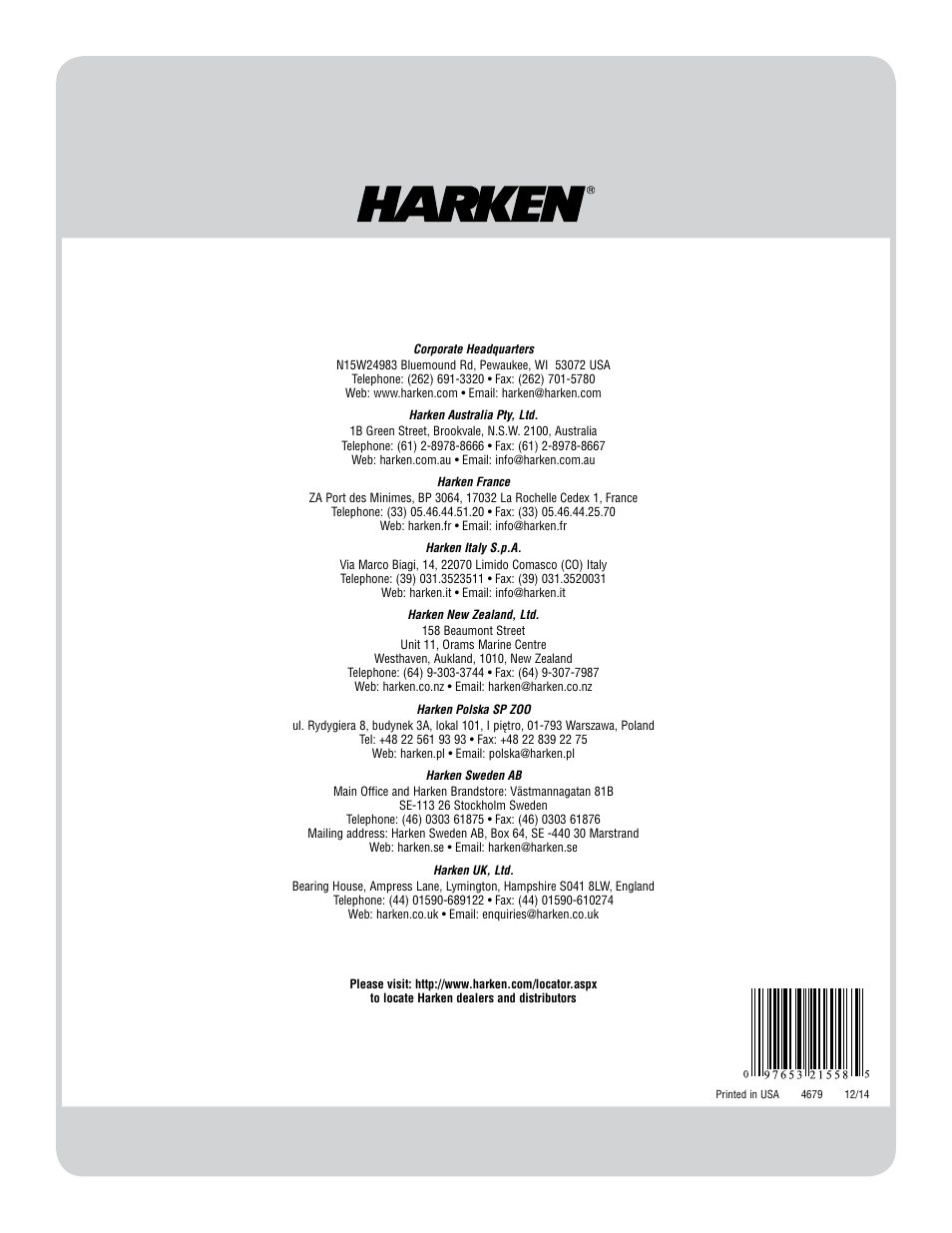 Harken HC7906 18 mm Battcar Switch System User Manual | Page 24 / 24