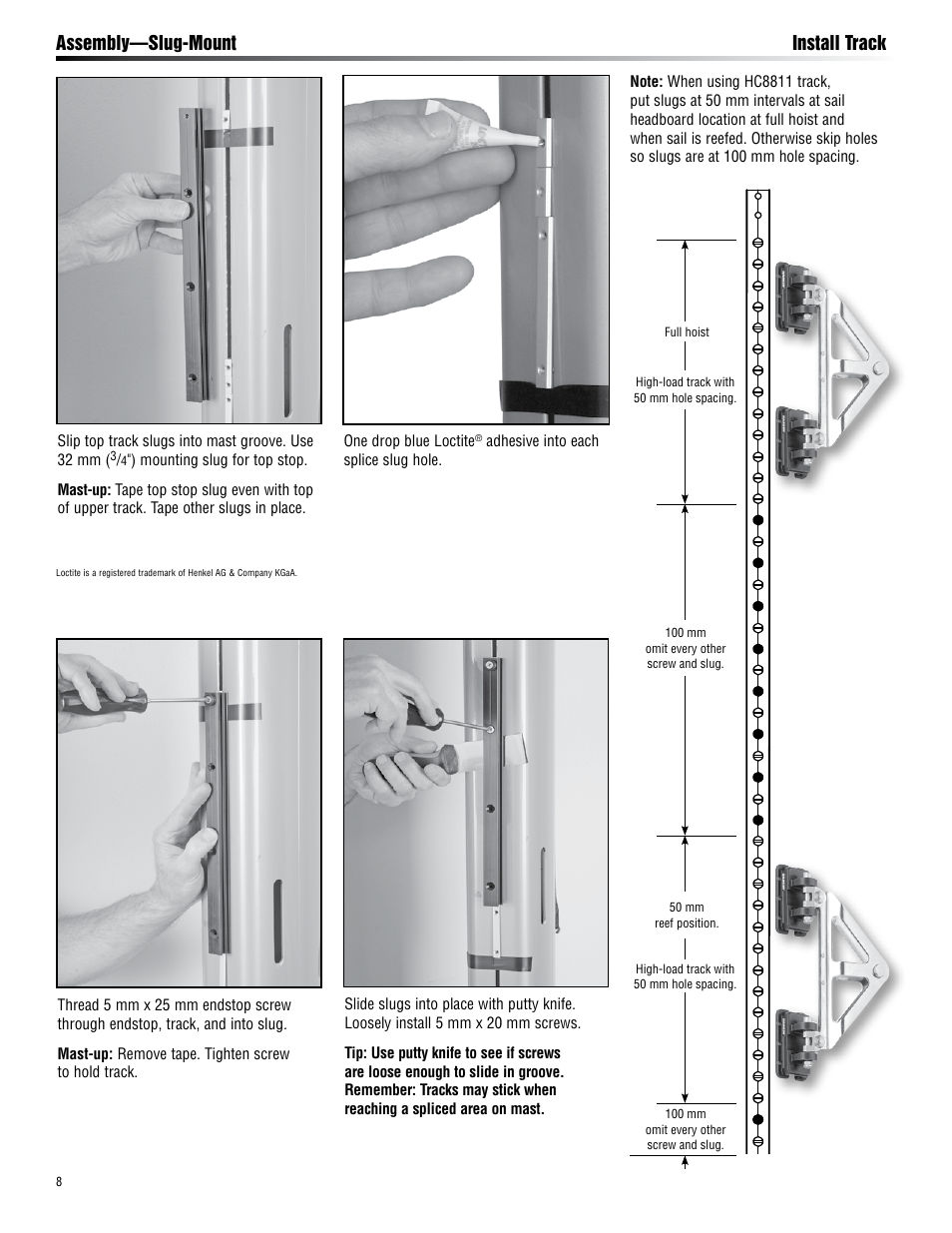 Assembly—slug-mount install track | Harken HC7906 18 mm Battcar Switch System User Manual | Page 8 / 24