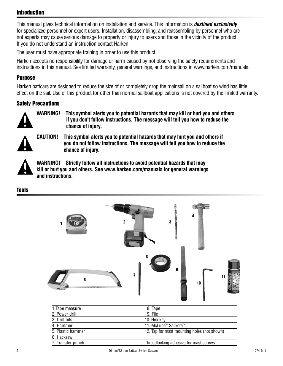 Harken HC9045 Battcar Switch System User Manual | Page 2 / 20
