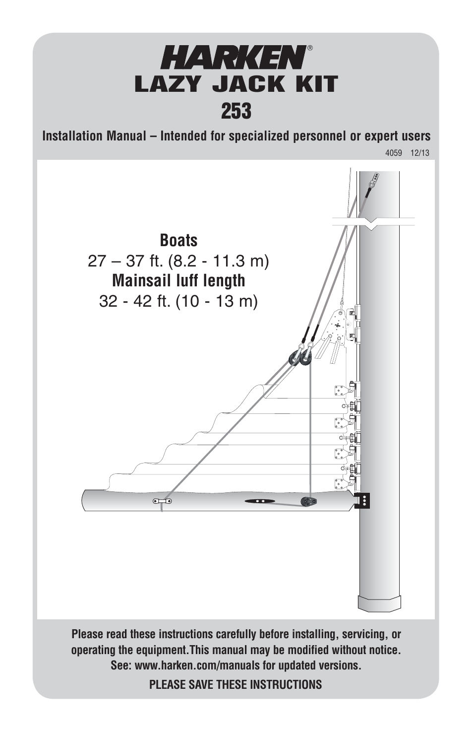 Harken 253 Lazy Jack kit User Manual | 8 pages