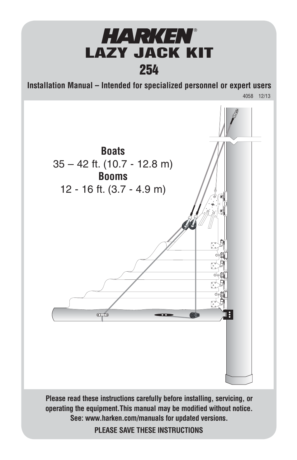 Harken 254 Lazy Jack kit User Manual | 8 pages