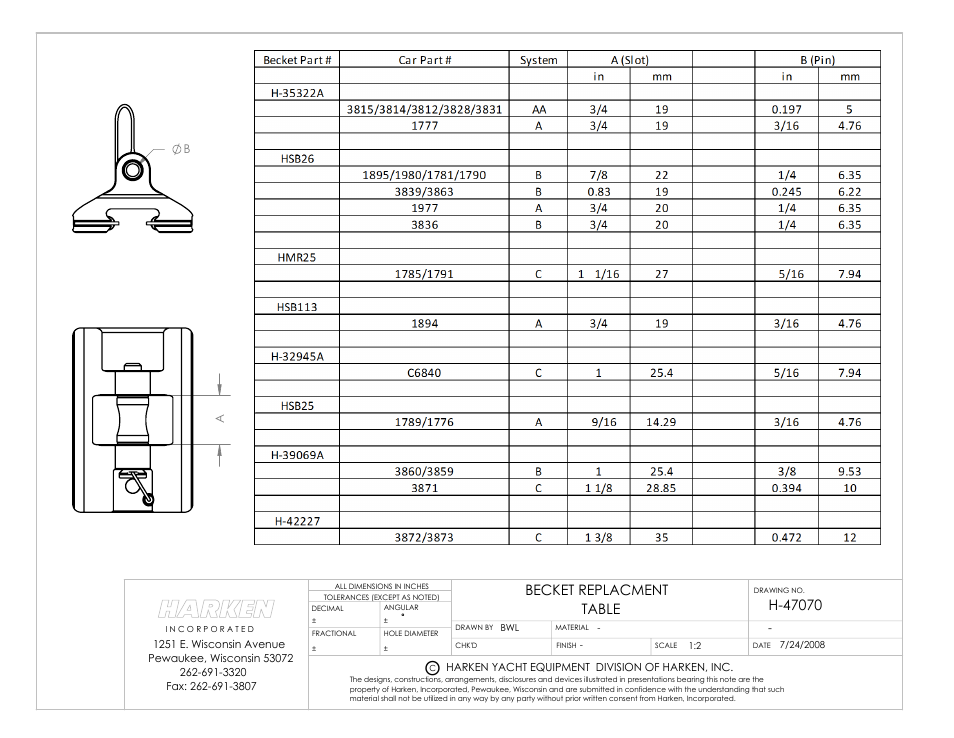 Sheet1, Drawing view1, Drawing view4 | Harken Replacement battcar beckets User Manual | Page 2 / 2