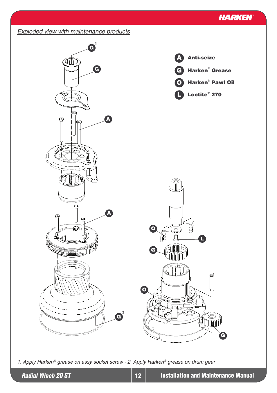 20 st, Radial winch | Harken 20ST Winche User Manual | Page 12 / 19