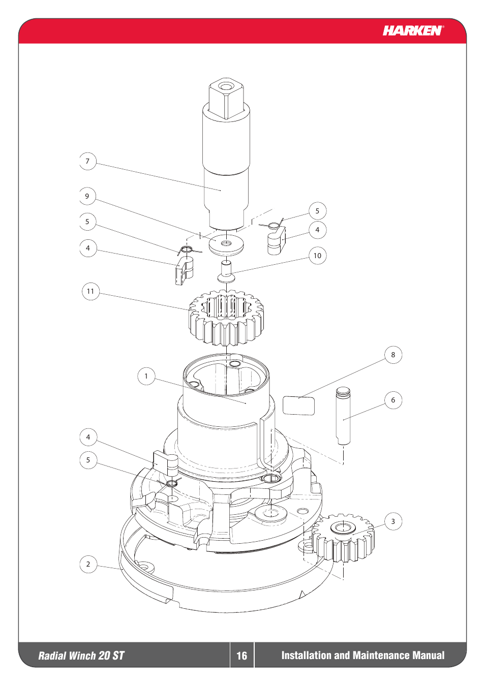 20 st, Radial winch, Installation and maintenance manual | Harken 20ST Winche User Manual | Page 16 / 19
