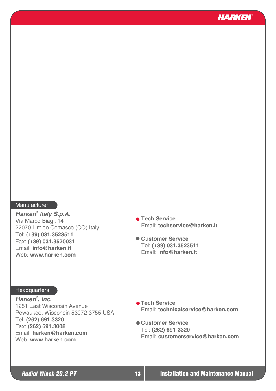 Harken 20.2PT Winche User Manual | Page 13 / 16
