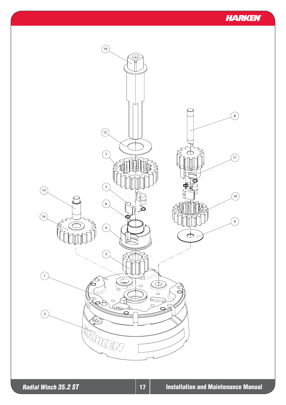 2 st, Radial winch, Installation and maintenance manual | Harken 35.2ST Winche User Manual | Page 17 / 20