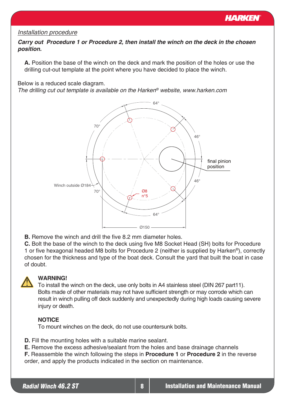 2 st, Radial winch | Harken 46.2ST Winche User Manual | Page 8 / 20