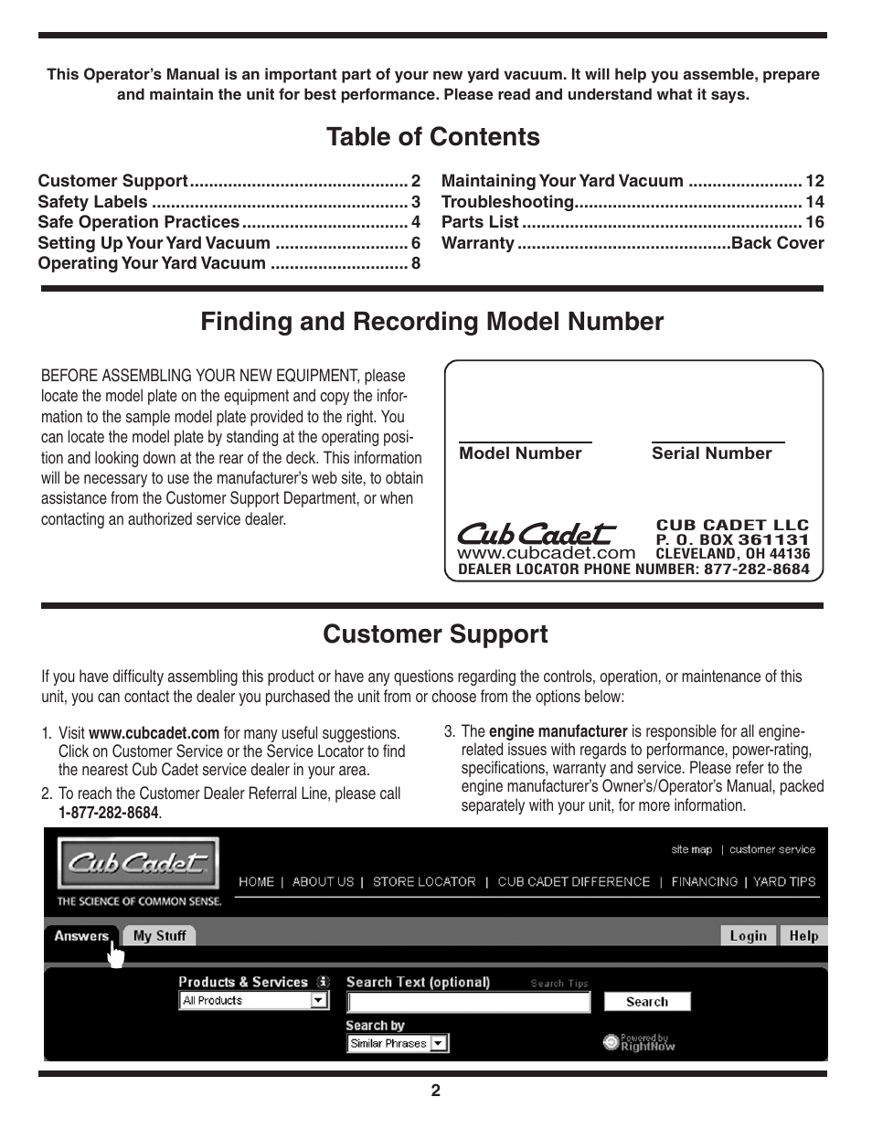 Cub Cadet 60 User Manual | Page 2 / 24