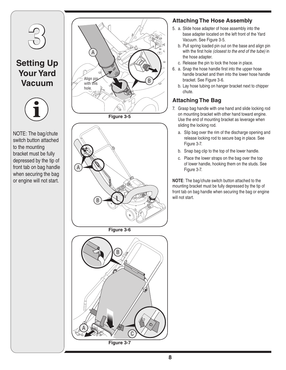 Setting up your yard vacuum | Cub Cadet 60 User Manual | Page 8 / 24
