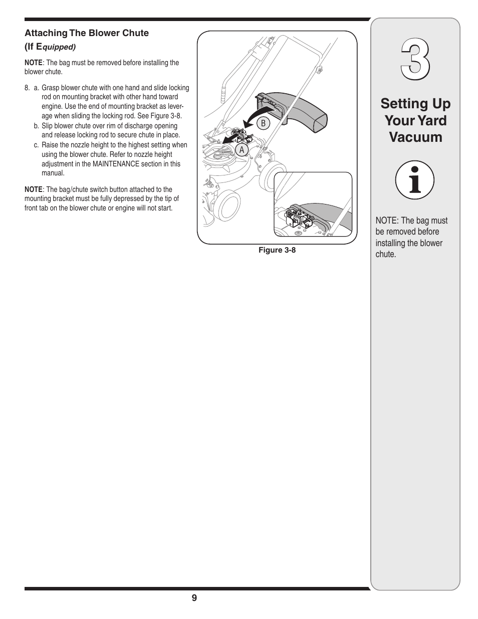 Setting up your yard vacuum | Cub Cadet 60 User Manual | Page 9 / 24
