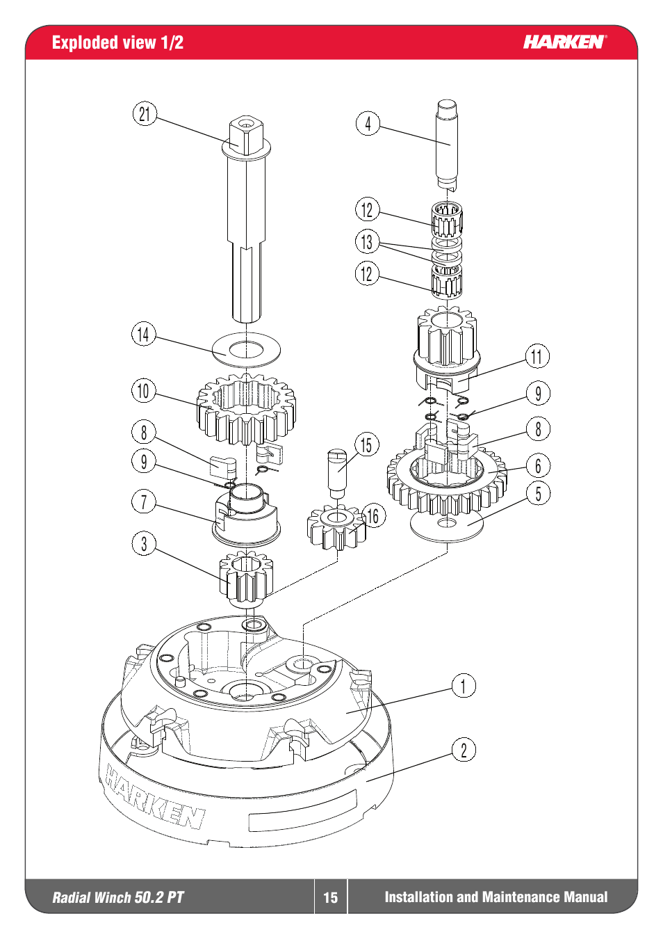 Harken 50.2PT Winche User Manual | Page 15 / 17
