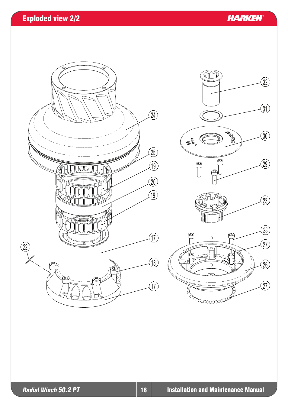 Harken 50.2PT Winche User Manual | Page 16 / 17