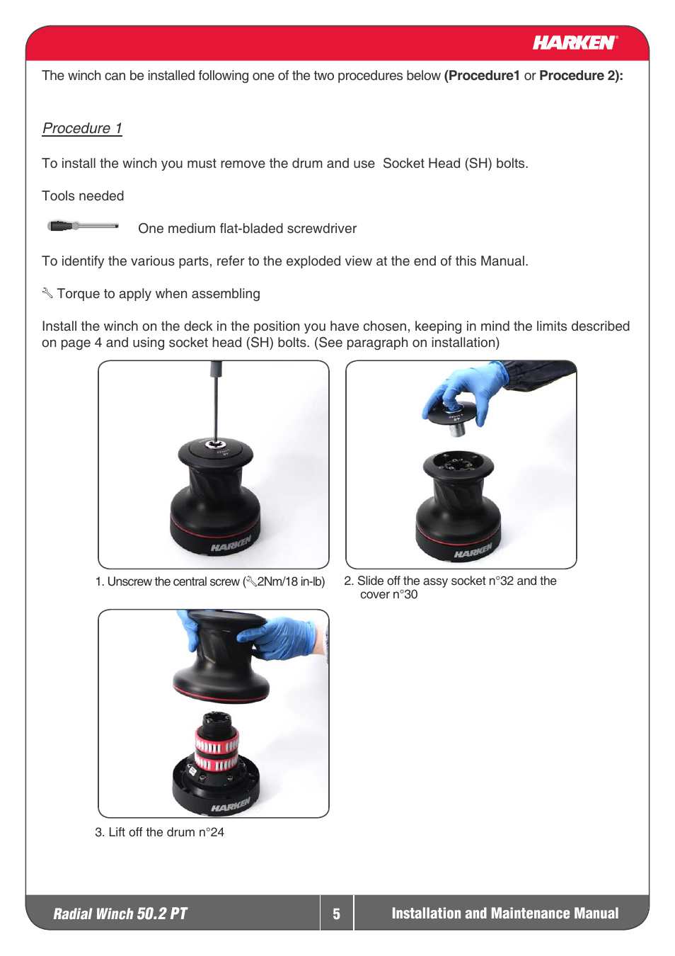 Harken 50.2PT Winche User Manual | Page 5 / 17