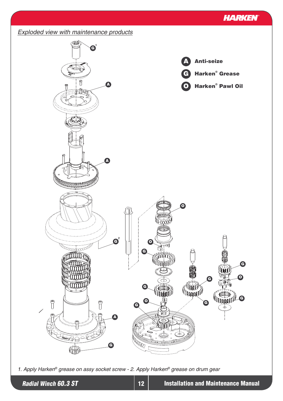 3 st, Radial winch | Harken 60.3ST Winche User Manual | Page 12 / 19