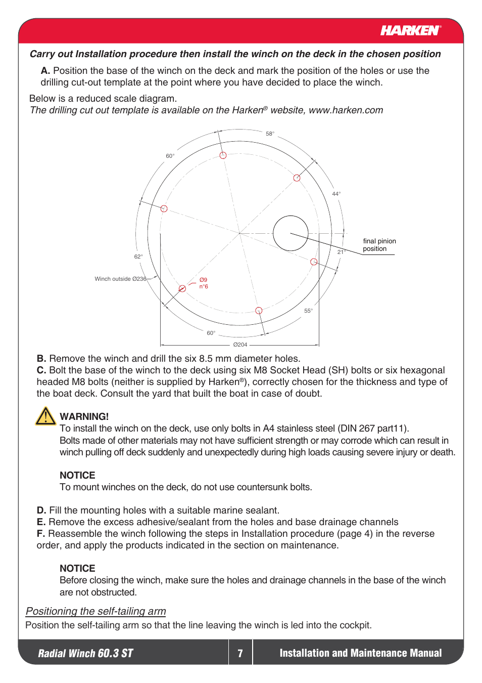 3 st, Radial winch | Harken 60.3ST Winche User Manual | Page 7 / 19