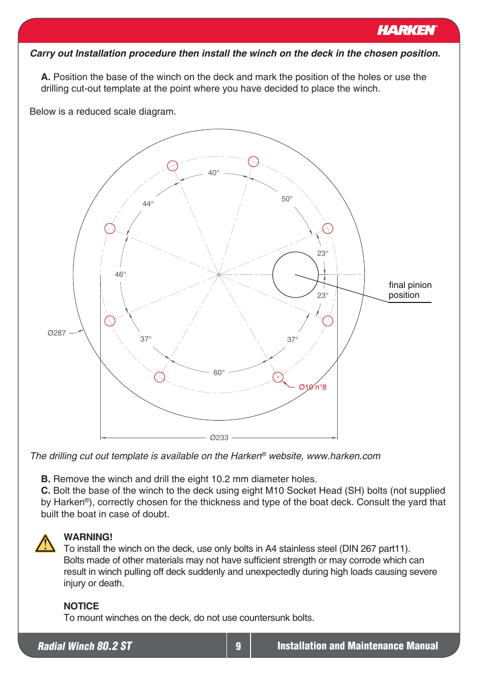 2 st, Radial winch | Harken 80.2ST Winche User Manual | Page 9 / 18
