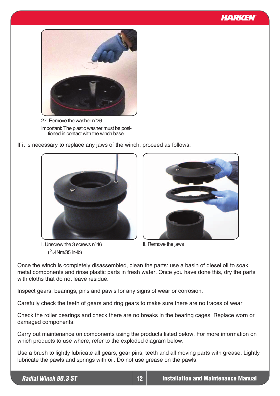 Harken 80.3ST Winche User Manual | Page 12 / 19