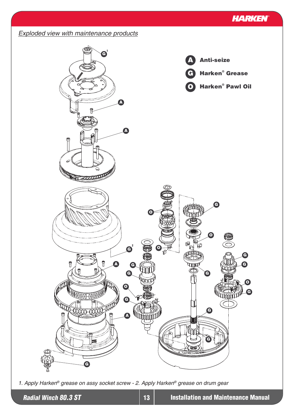 3 st, Radial winch | Harken 80.3ST Winche User Manual | Page 13 / 19