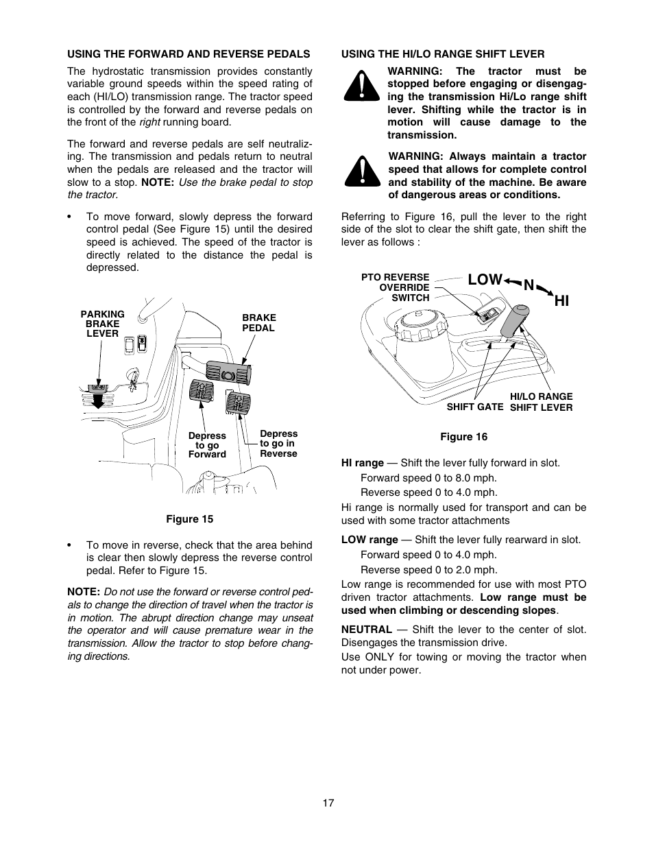 Nhi low | Cub Cadet 5252 User Manual | Page 17 / 56