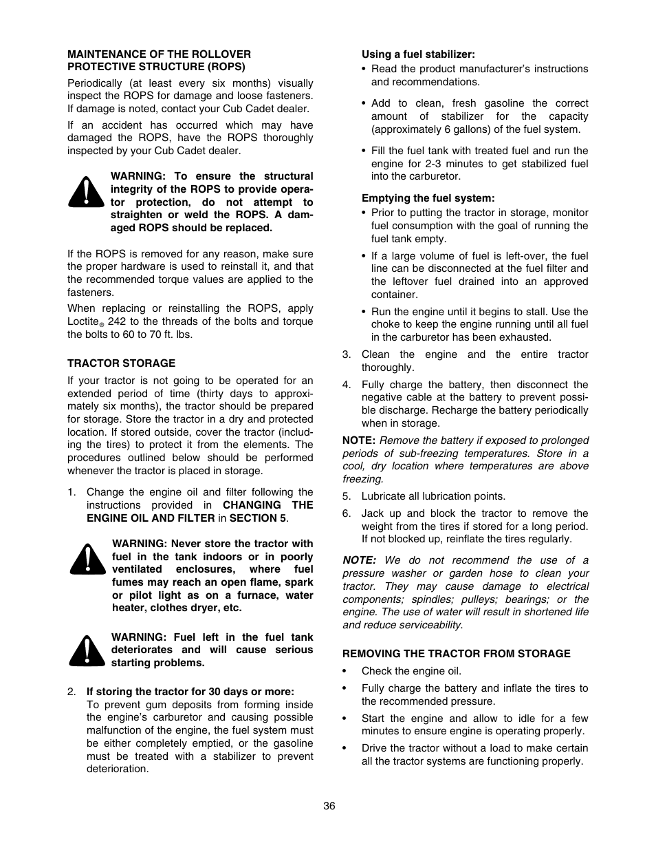 Cub Cadet 5252 User Manual | Page 36 / 56