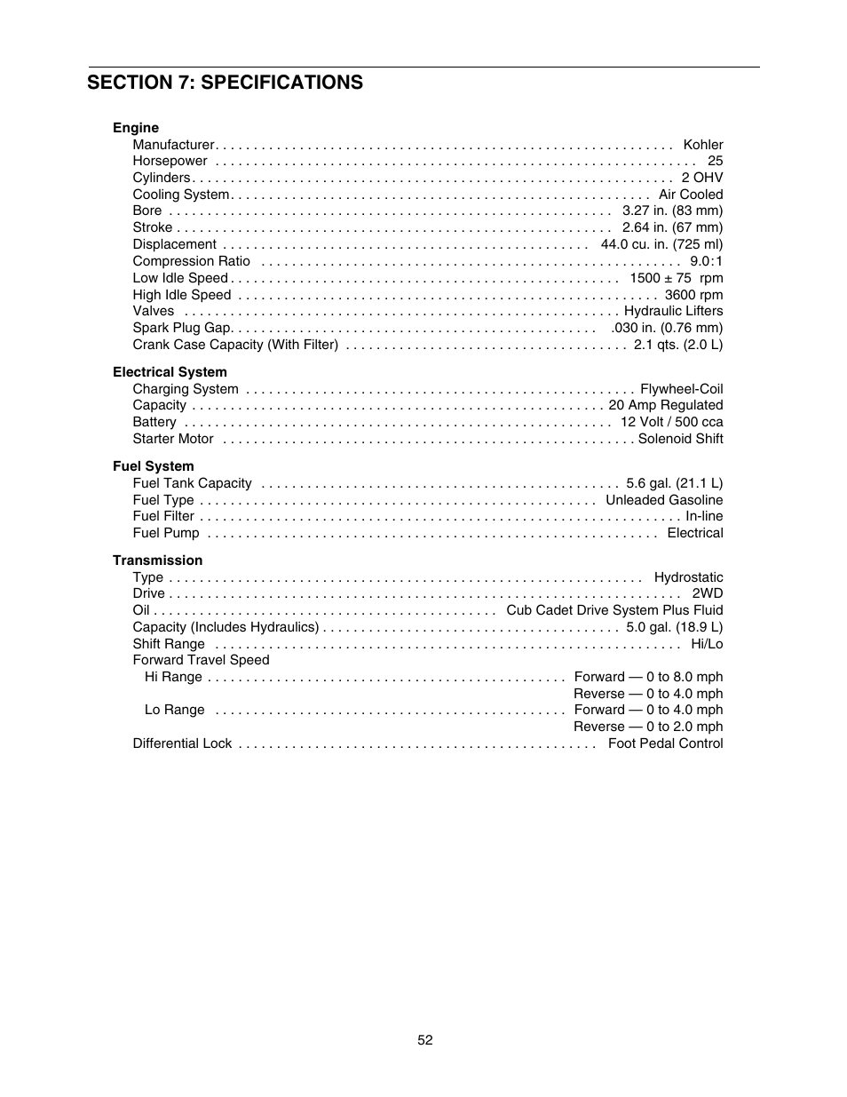 Cub Cadet 5252 User Manual | Page 52 / 56