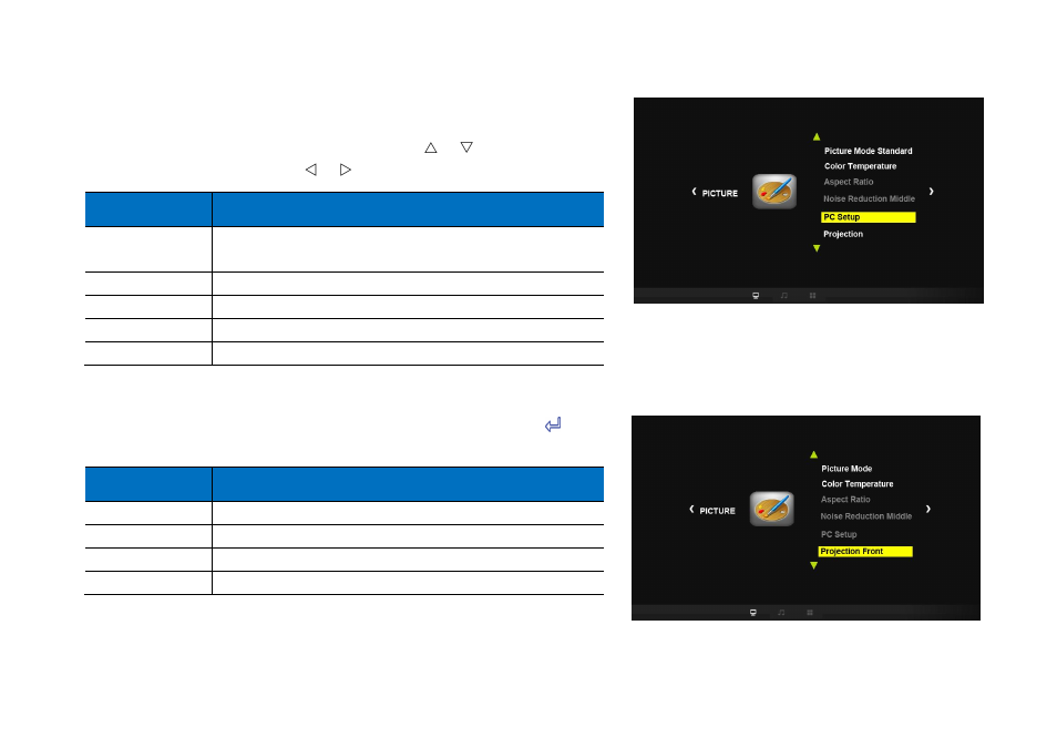 Pc setup, Projection | HB Optoelectronic HBP200 User Manual | Page 35 / 43