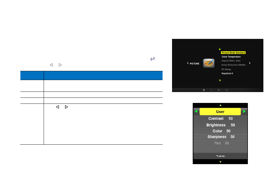 Osd menu 1 picture, Picture mode | HB Optoelectronic HBP503D User Manual | Page 48 / 65