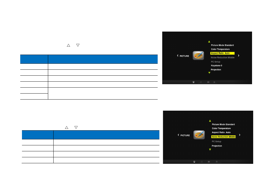 Aspect ratio, Noise reduction | HB Optoelectronic HBP503D User Manual | Page 50 / 65