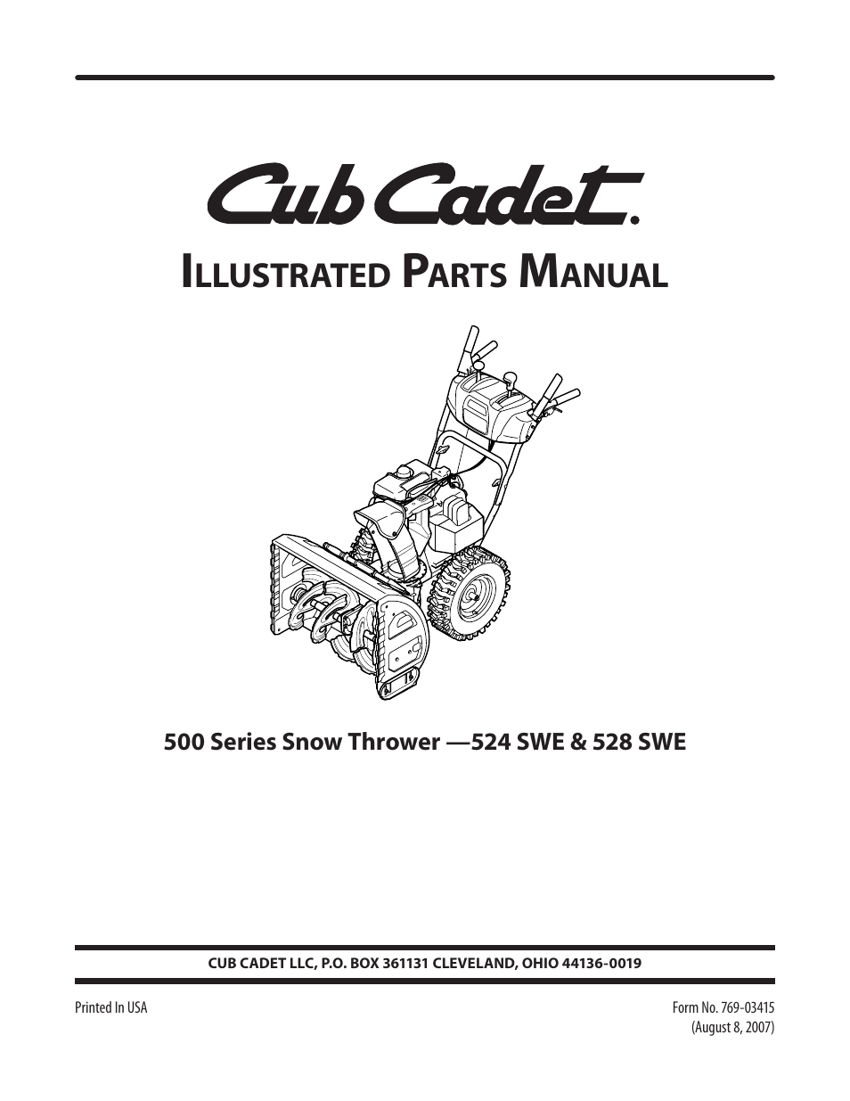 Cub Cadet 528 SWE User Manual | 12 pages