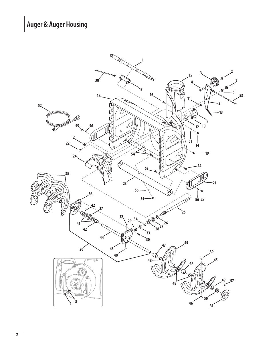 Auger & auger housing | Cub Cadet 528 SWE User Manual | Page 2 / 12