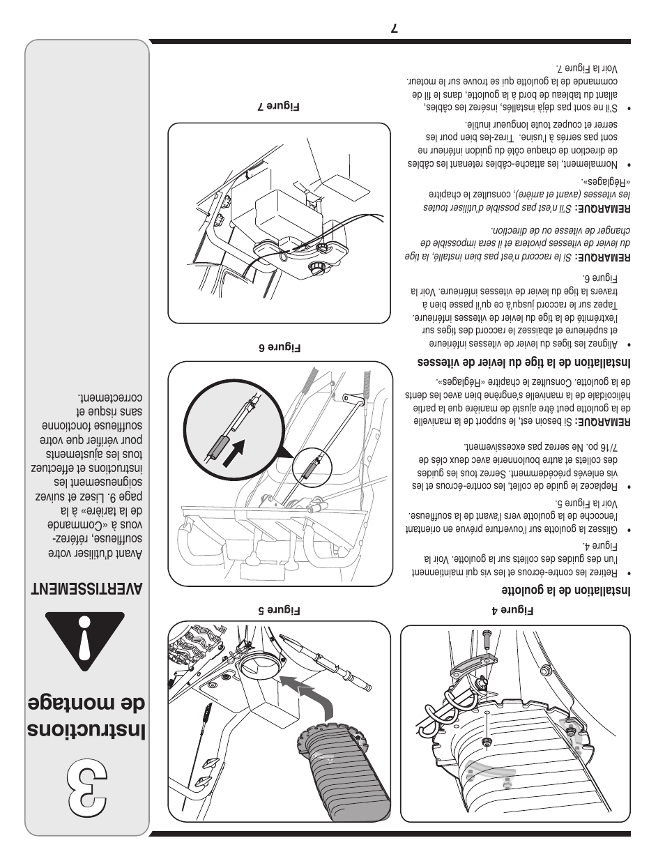 Ins tru ctio ns de mon tag e, Aver tissement | Cub Cadet 769-03268 User Manual | Page 50 / 56