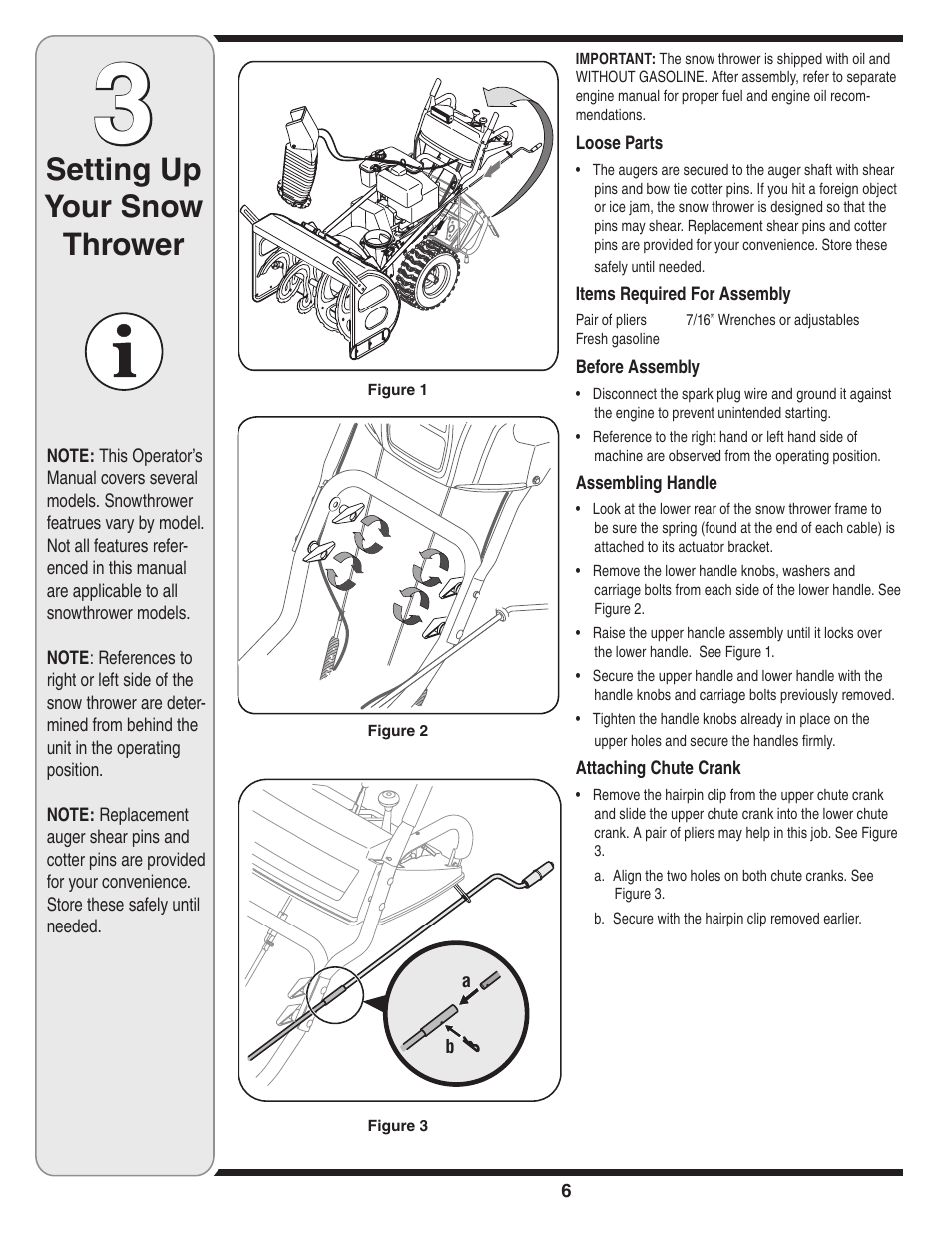 Setting up your snow thrower | Cub Cadet 769-03268 User Manual | Page 6 / 56