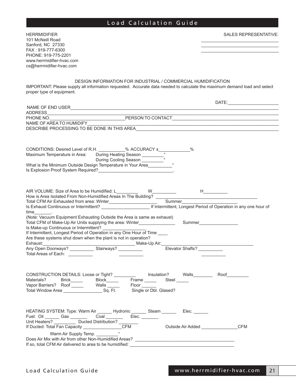 Herrmidifier Load Calculator User Manual | Page 21 / 22
