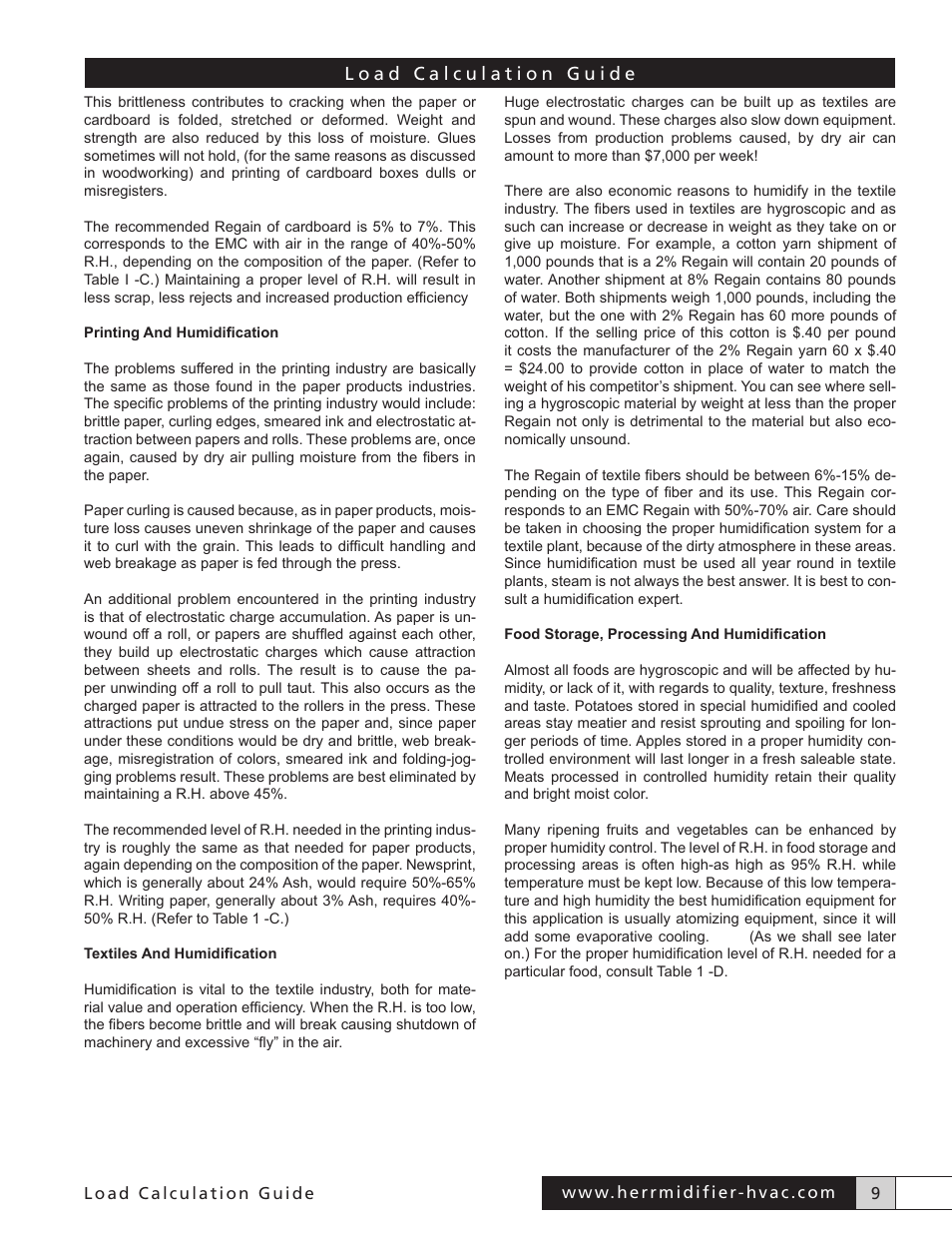 Herrmidifier Load Calculator User Manual | Page 9 / 22
