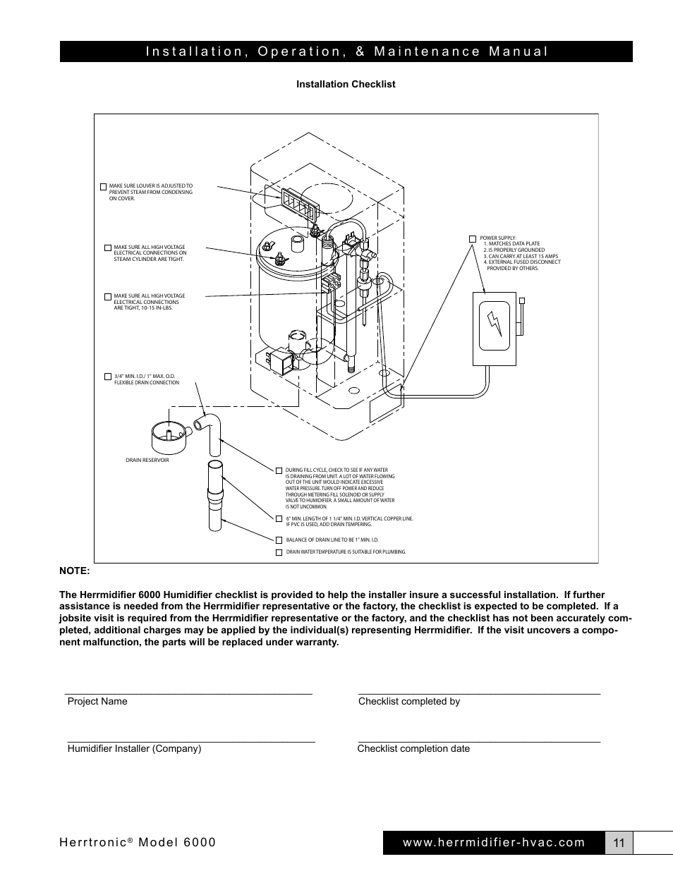 Herrtronic, Model 6000 | Herrmidifier Herrtronic 6000 Series User Manual | Page 11 / 24