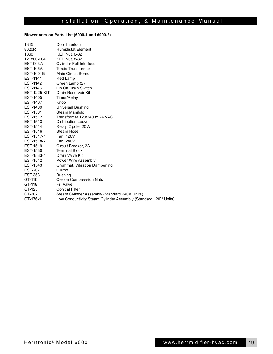 Herrmidifier Herrtronic 6000 Series User Manual | Page 19 / 24