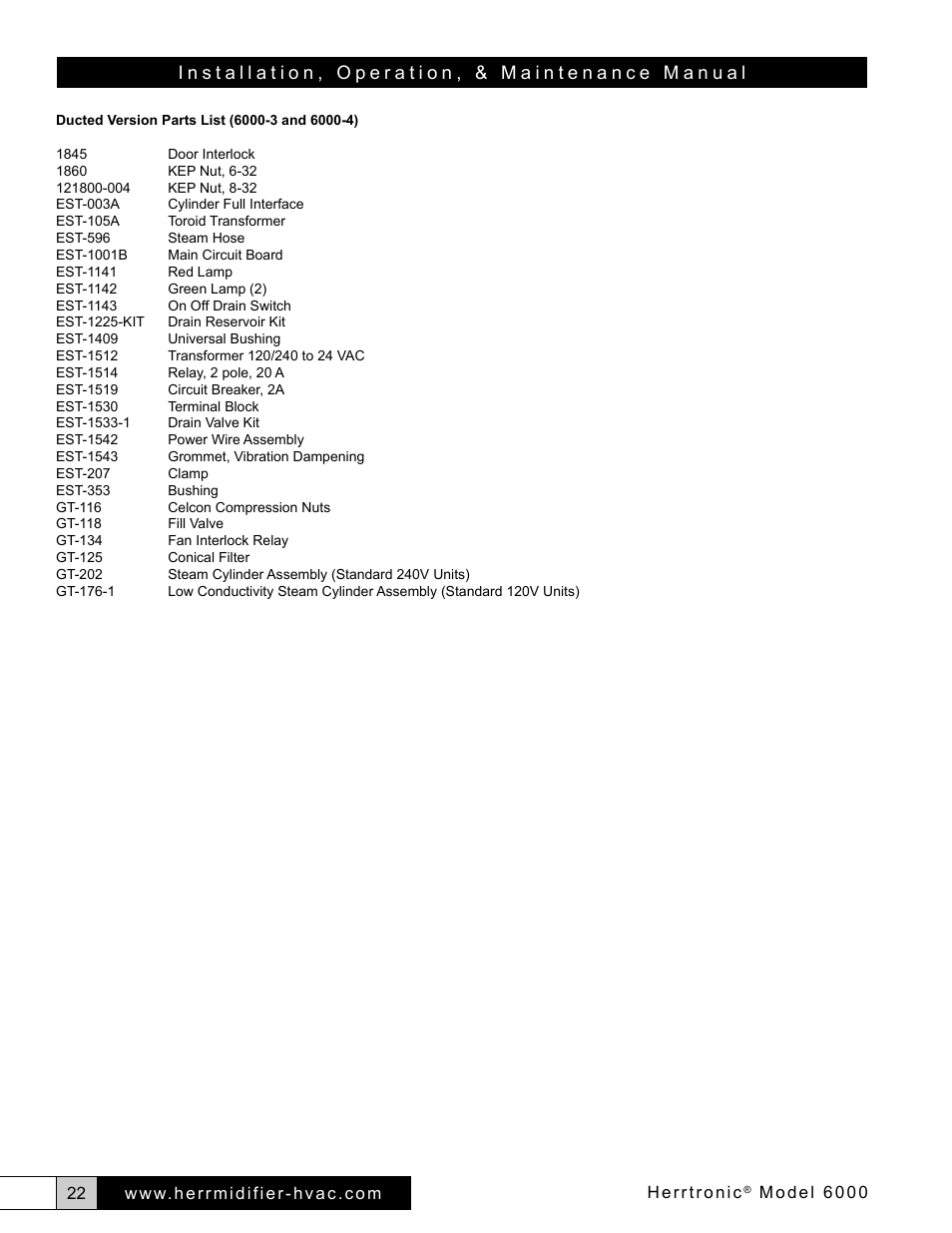 Herrmidifier Herrtronic 6000 Series User Manual | Page 22 / 24