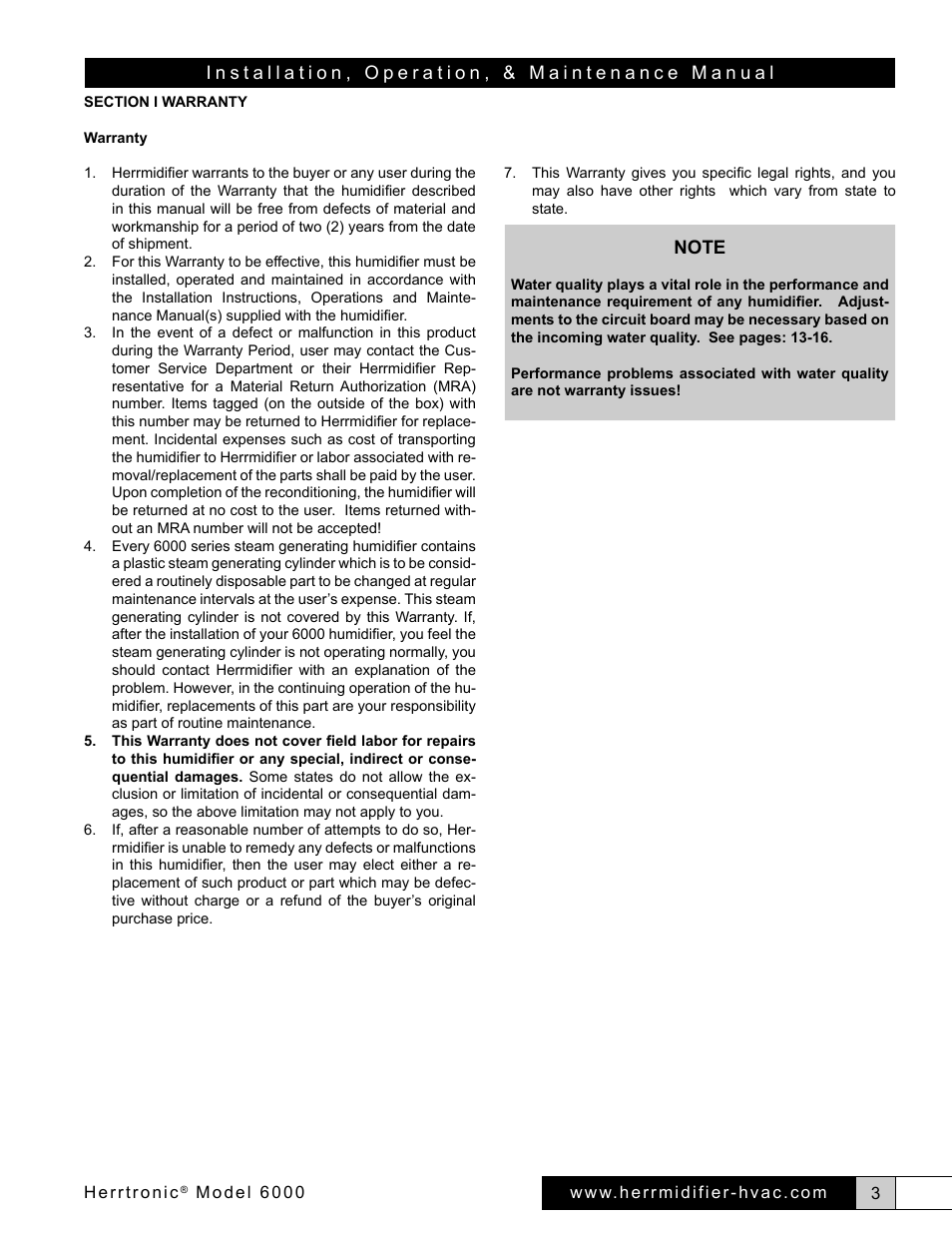 Herrmidifier Herrtronic 6000 Series User Manual | Page 3 / 24