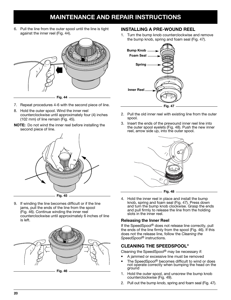 Maintenance and repair instructions | Cub Cadet CC4075 User Manual | Page 20 / 88