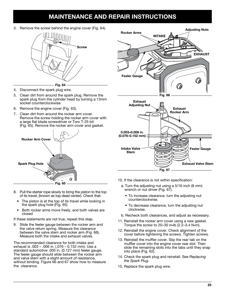 Maintenance and repair instructions | Cub Cadet CC4075 User Manual | Page 25 / 88