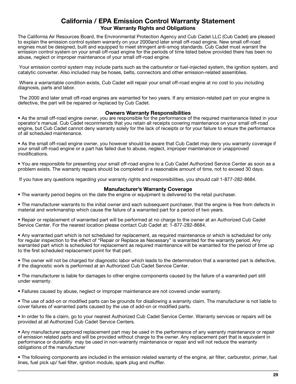 Cub Cadet CC4075 User Manual | Page 29 / 88