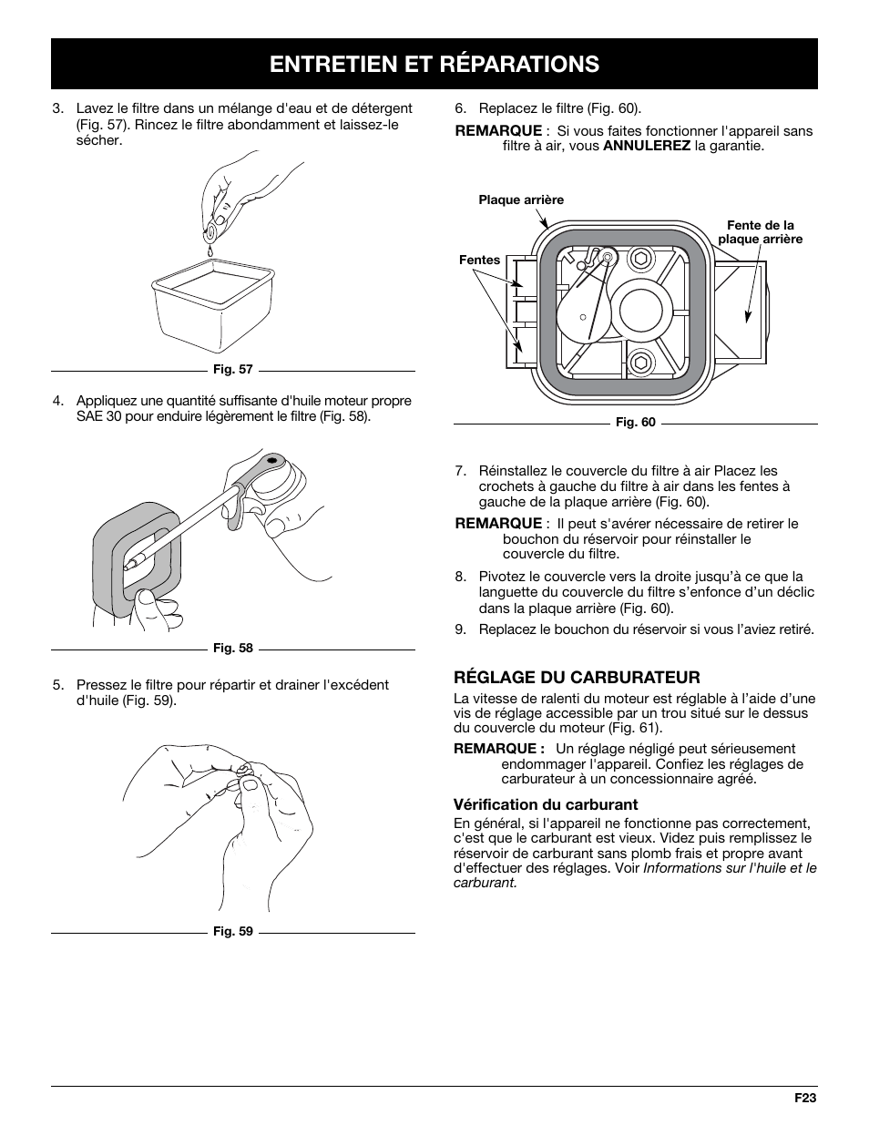 Entretien et réparations | Cub Cadet CC4075 User Manual | Page 53 / 88