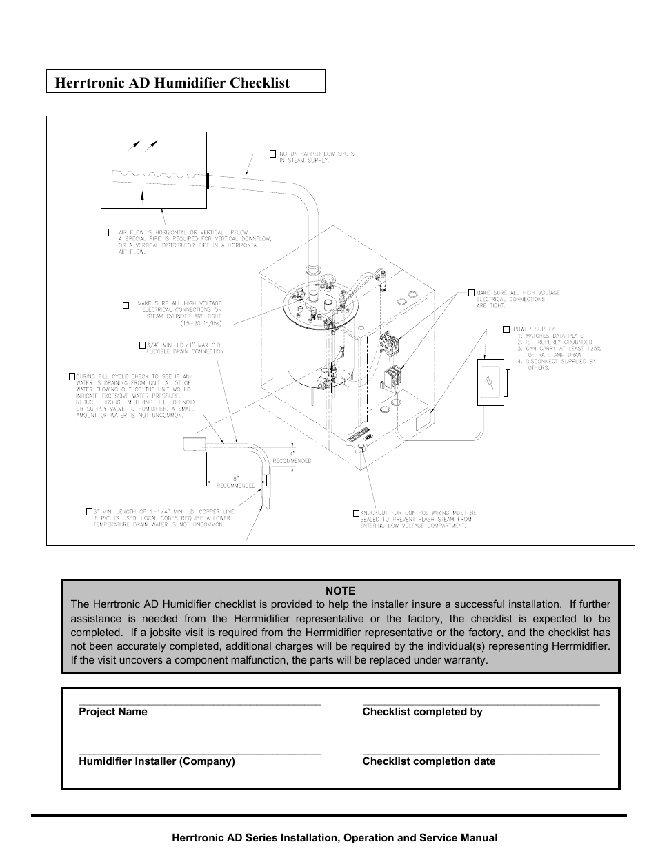 Herrtronic ad humidifier checklist | Herrmidifier Herrtronic AD User Manual | Page 12 / 24