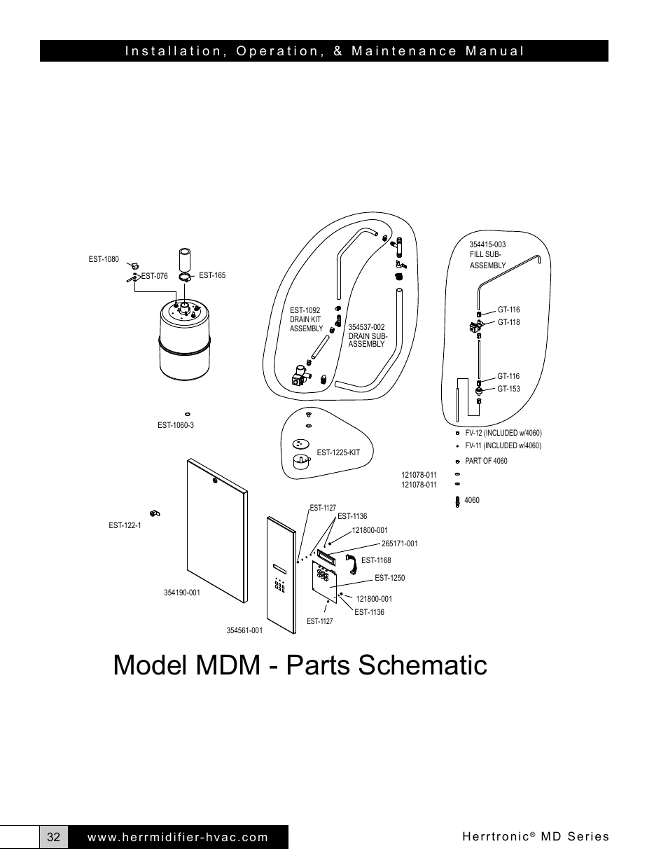 Model mdm - parts schematic, Herrtronic, Md series | Herrmidifier Herrtronic MD User Manual | Page 32 / 36